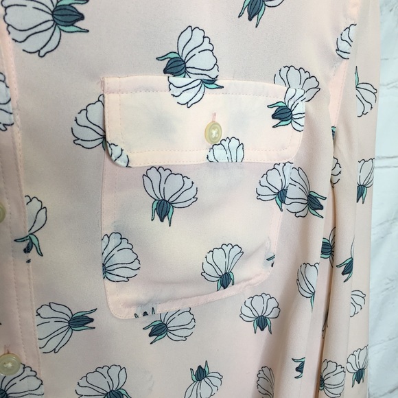 LOFT Long Sleeve Button Down Floral Print Top Size Large - Picture 2 of 7